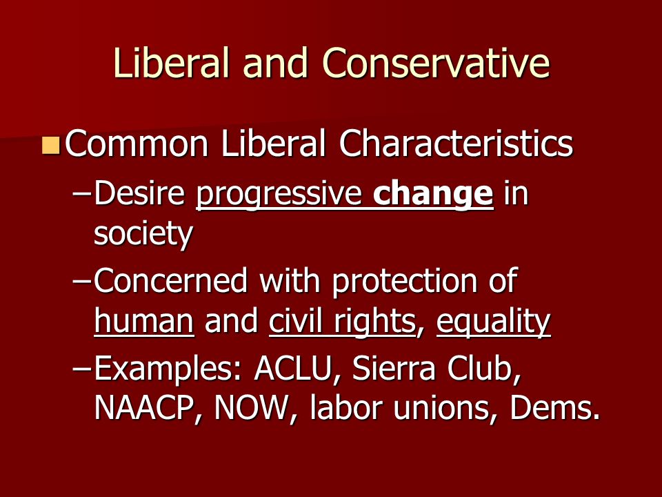 How to write an Progressive and Conservative in Politics